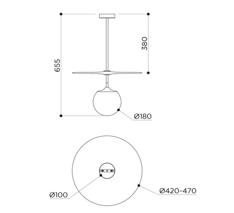 Suspension, Plat, verre transparent bleu, laiton brossé, verre opalin brillant, Ø47cm, H65,5cm - Contain