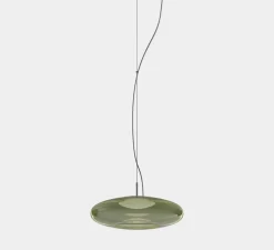 Suspension, Plat, vert, LED, dim, 3000K, 805 lm, Ø40cm, H18,6cm - LEDS C4