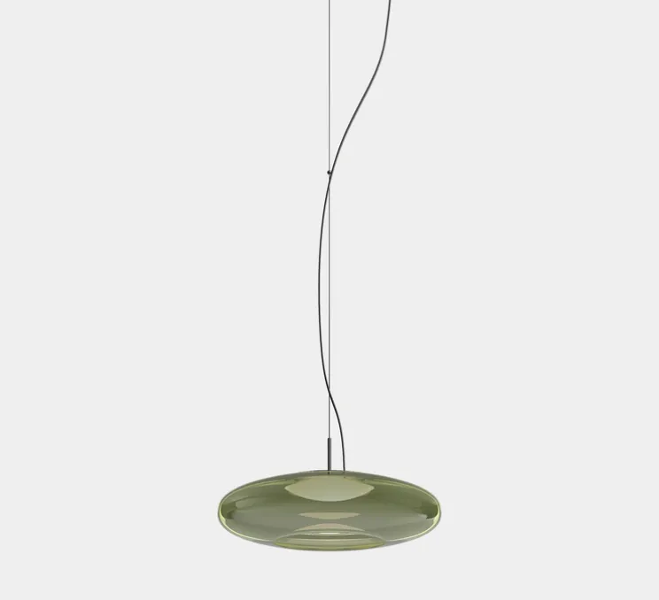 Suspension, Plat, vert, LED, dim, 3000K, 805 lm, Ø40cm, H18,6cm - LEDS C4