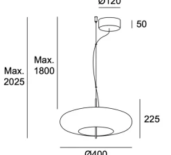Suspension, Plat, vert, LED, dim, 2700k, 805 lm, Ø40cm, H22,5cm - LEDs C4