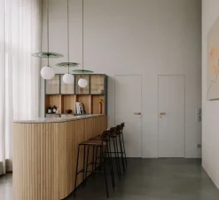 Suspension, Plat, vert, laiton vieilli brossé, verre vert transparent, globe brillant, Ø42cm, H65,5cm - Contain