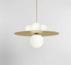 Suspension, Plate and Spheres, laiton brossé, L65cm, H68,5cm - Atelier Areti