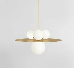 Suspension, Plate and Spheres, laiton brossé, L65cm, H68,5cm - Atelier Areti