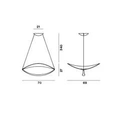 Suspension, Plena dimmable, blanc, LED, 2700K, 3530lm, L70cm, H27cm - Foscarini