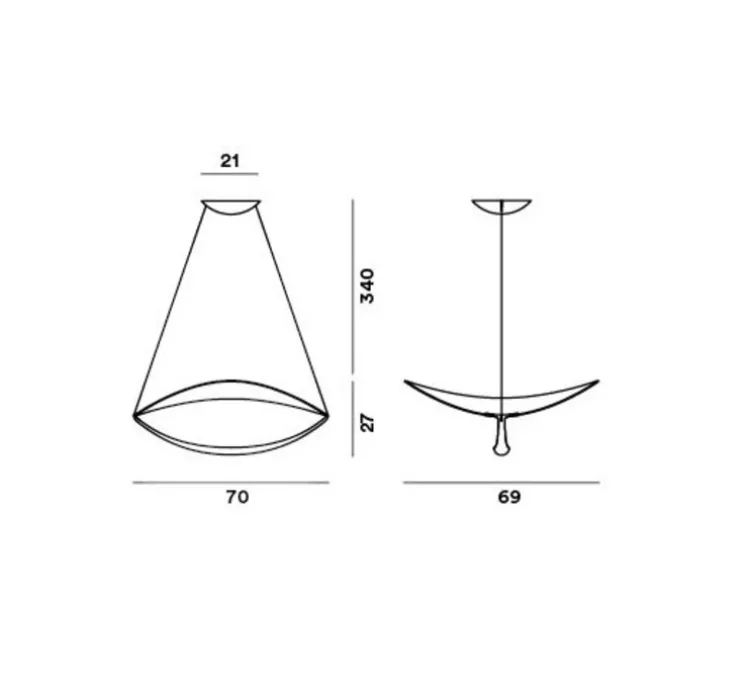 Suspension, Plena dimmable, blanc, LED, 2700K, 3530lm, L70cm, H27cm - Foscarini