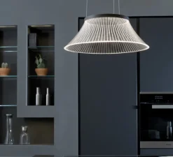 Suspension, Plissè, anthracite, LED, 3000K, 1150 lm, Ø45cm, H33cm - Martinelli Luce