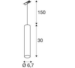 Suspension pour rail, Enola B, noir, GU10, Ø7cm, H30cm - SLV