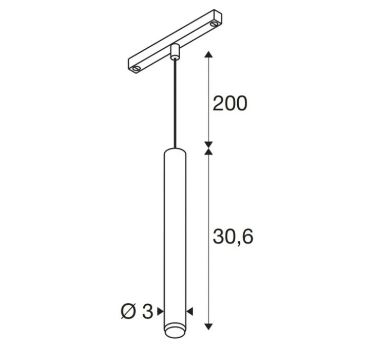 Suspension pour rail, GRIP! S, blanc, 2000-3000K, 350 lm, Ø3cm, H30,6cm - SLV