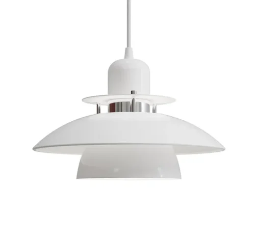 Suspension, Primus IV, blanc brillant et chrome, Ø28cm, H19,6cm - Belid