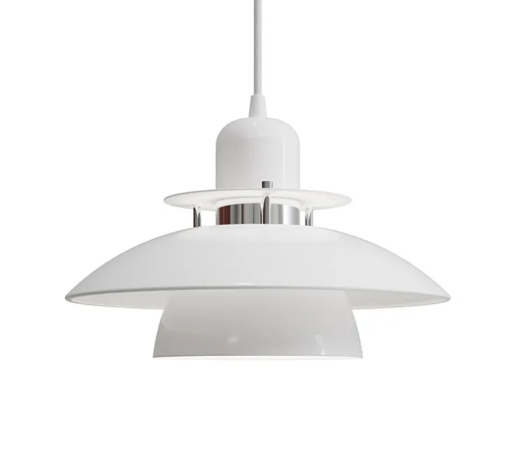 Suspension, Primus IV, blanc brillant et chrome, Ø28cm, H19,6cm - Belid