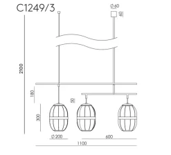 Suspension, Pull, C1249/3, vieil or, dim., L110cm, H48cm - Aromas del Campo