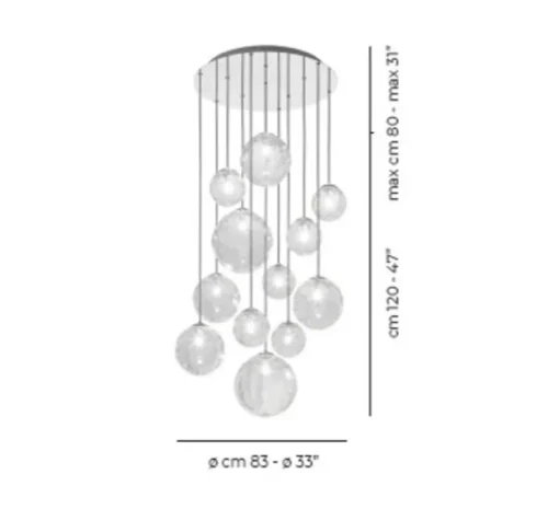 Suspension, PUPPET SP R12, cristal transparent, L83cm, H80-120cm - Vistosi