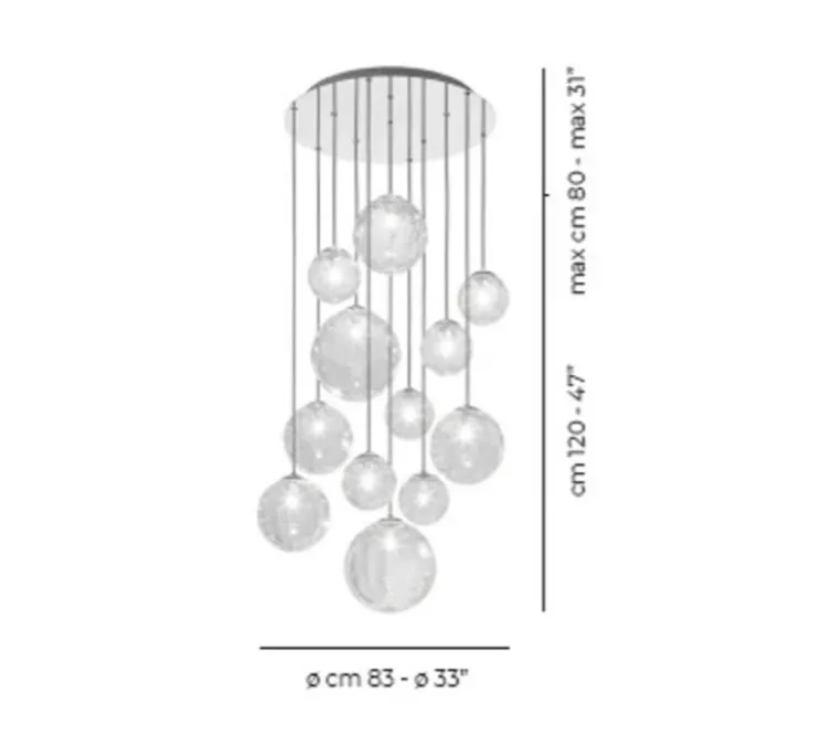 Suspension, PUPPET SP R12, cristal transparent, L83cm, H80-120cm - Vistosi