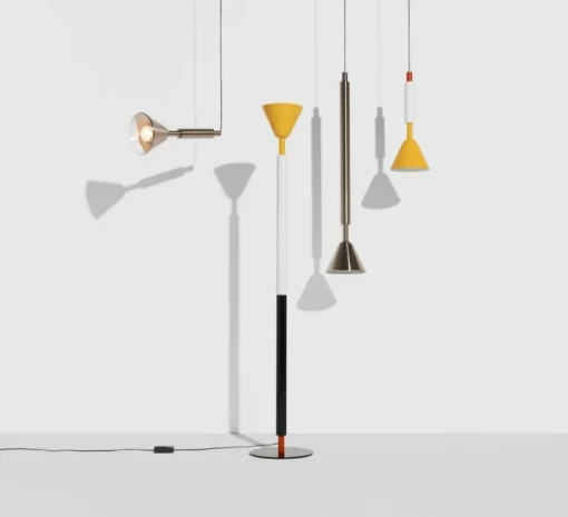 Suspension, Pyl, petite, blanc, jaune, rouge, LED, dim, 2700K, 970 lm, Ø21,6cm, H54cm - Petite Friture