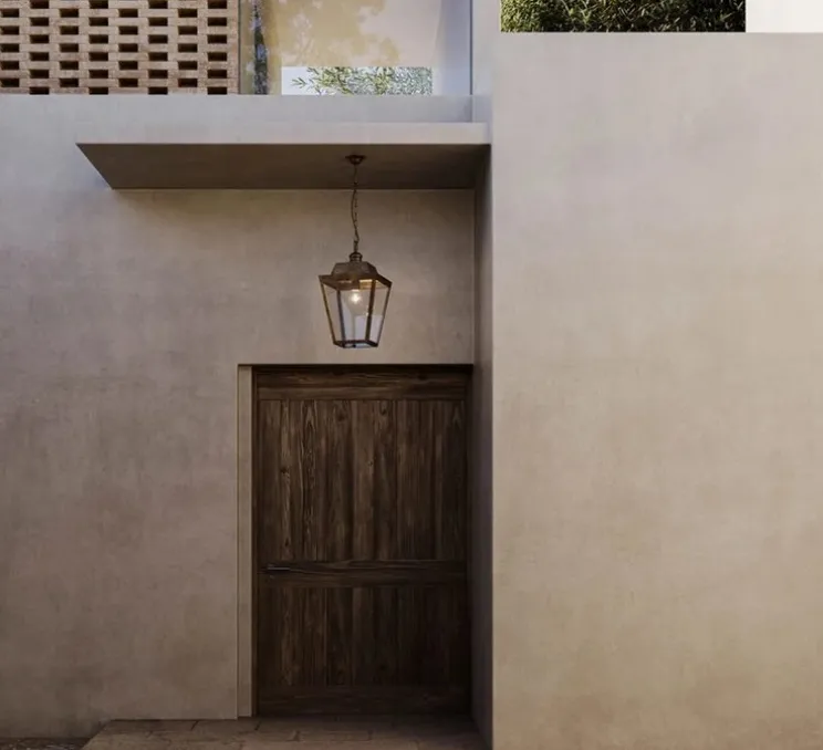 Suspension, Quadro 262.51.OT, laiton antique, verre transparent, IP43, L35,3cm, H49cm - Il Fanale