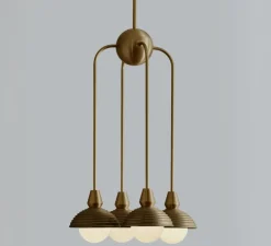 Suspension, Quadruple, Eos S, laiton antique, Ø15,7cm, H70cm - Bert franck