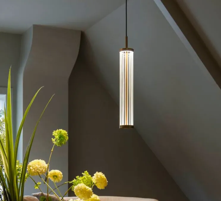 Suspension, Quimera, laiton brossé, LED, dim, 2700-3000K, 320 lm, Ø7,6cm, H47cm - SLV