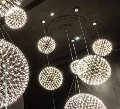 Suspension, Raimond II, R61, câble 10m, acier inoxydable, LED, dim, 2500k, 1134 lm, Ø61cm, H61cm - Moooi