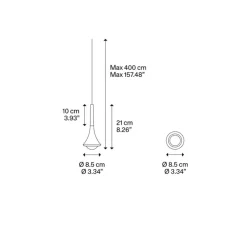 Suspension, Rain sans rosace, chrome & noir mat, LED, dim, 2700K, 1280 lm, Ø8,5cm, H21cm - Lodes