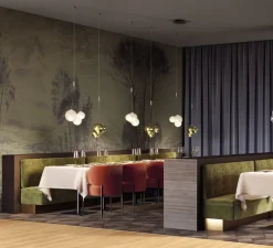 Suspension, Random sans rosace, chrome, blanc givré, LED, dim, 3000K, 480 lm, Ø29cm, H79,5cm - Lodes