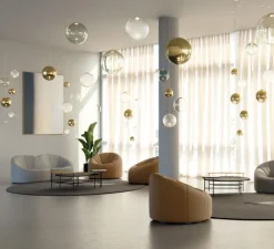 Suspension, Random solo 23 sans rosace, blanc givré, LED, dim, 3000K, 160 lm, Ø23cm, H23,7cm - Lodes