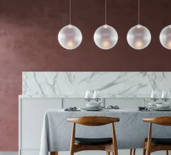 Suspension, Random solo 18 sans rosace, blanc givré, LED, dim, 3000K, 160 lm, Ø18cm, H18,7cm - Lodes