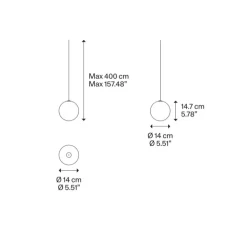 Suspension, Random solo 14 sans rosace, blanc givré, LED, dim, 3000K, 160 lm, Ø14cm, H14,7cm - Lodes