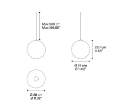 Suspension, Random solo 28 sans rosace, transparent, LED, dim, 3000K, 160 lm, Ø28cm, H28,7cm - Lodes