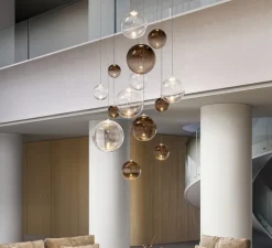 Suspension, Random solo 28 sans rosace, transparent, LED, dim, 3000K, 160 lm, Ø28cm, H28,7cm - Lodes