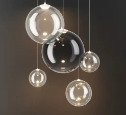 Suspension, Random solo 18 sans rosace, transparent, LED, dim, 3000K, 160 lm, Ø18cm, H18,7cm - Lodes