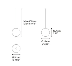 Suspension, Random solo 18 sans rosace, transparent, LED, dim, 3000K, 160 lm, Ø18cm, H18,7cm - Lodes
