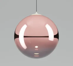Suspension, Random solo cluster 5 pièces avec rosace, rose, transparent, LED, dim, 2700K, 450 lm, Ø38cm, H130cm - Lodes