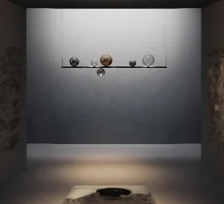 Suspension, Random Stick Long, gris fumé, cristal, chrome et bronze, tube noir, LED, dim, 2700K, 2250 lm, L150cm, H2cm - Lodes