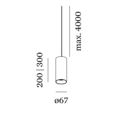 Suspension, Ray 2.0 PAR16, sans rosace, noir, Ø6,7cm, H20cm - Wever&Ducré