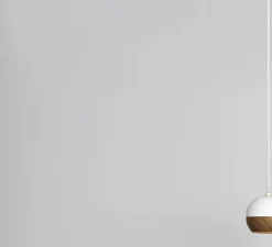 Suspension, Ray S, bois, chêne, métal, blanc, Ø11,9cm, H11,9cm - Mater