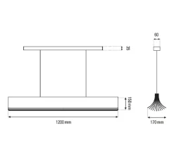 Suspension, Respiro 1200, noir, 2700K, 3400lm, L120cm, H15cm - DCW éditions