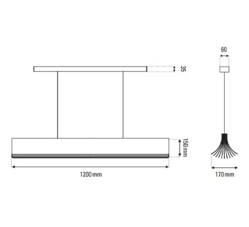 Suspension, Respiro 1200, or, 2700K, 3400lm, L120cm, H15cm - DCW éditions