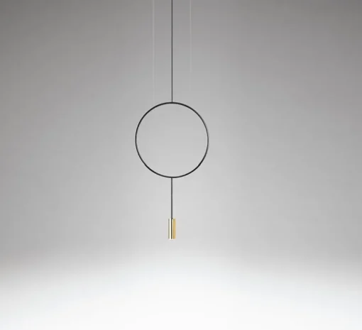 Suspension, Revolta T-3635S-W, noir et or satiné, LED, dim, 2700K, 725 lm, Ø38cm, H68,9cm - Estiluz