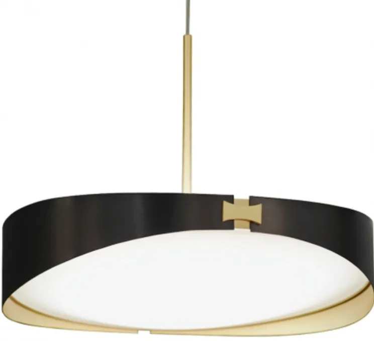 Suspension, Ring, cable textile, graphite satiné et laiton satiné, LED, Ø50cm, H44cm - CVL