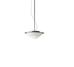 Suspension, Ripple, Brun, verre blanc brillant, LED, 3000K, 1280 lm, Ø49cm, H18cm - MM Lampadari