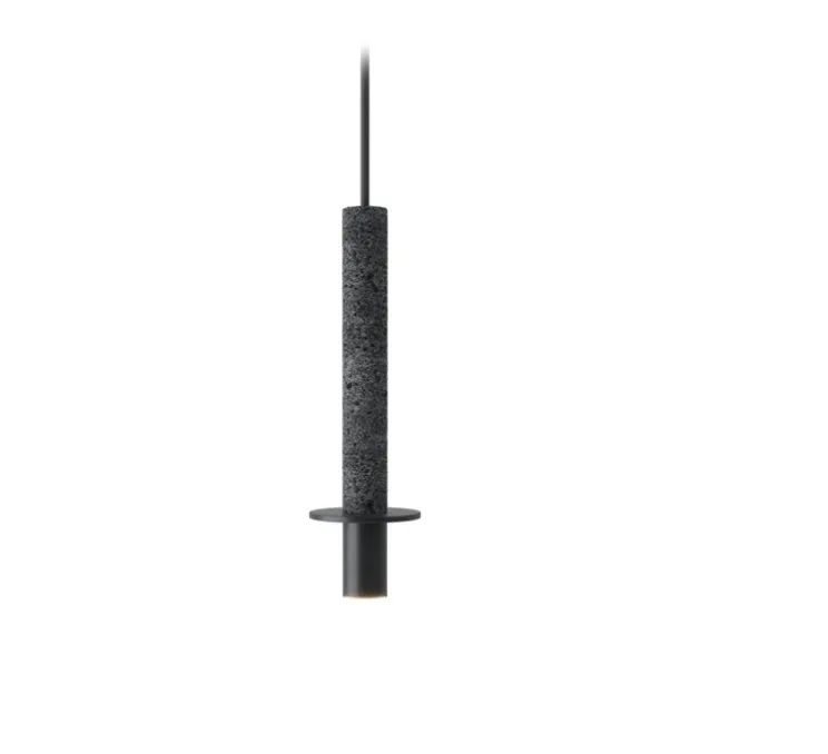 Suspension, Rita , béton, noir mat, Ø6cm, H41cm - Robin