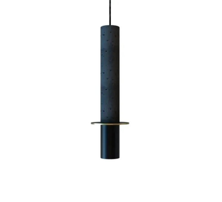 Suspension, Rita, noir mat, disque laiton, L6cm, H41cm - Robin