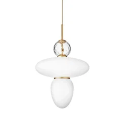 Suspension, Rizzatto 43, laiton satiné, opal, Ø40cm, H62,6cm - Nuura