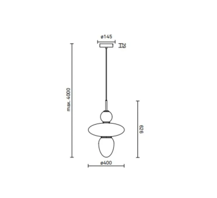 Suspension, Rizzatto 43, laiton satiné, opal, Ø40cm, H62,6cm - Nuura