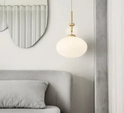 Suspension, Rizzatto 32, laiton satiné, opal, Ø30cm, H45cm - Nuura