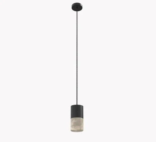 Suspension, Rock court, noir, Albâtre, Ø9cm, H12cm - Robin