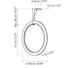 Suspension, Roda S/150/V, blanc, LED, dim, 2700K, 2910 lm, L150cm, H150cm - Bover