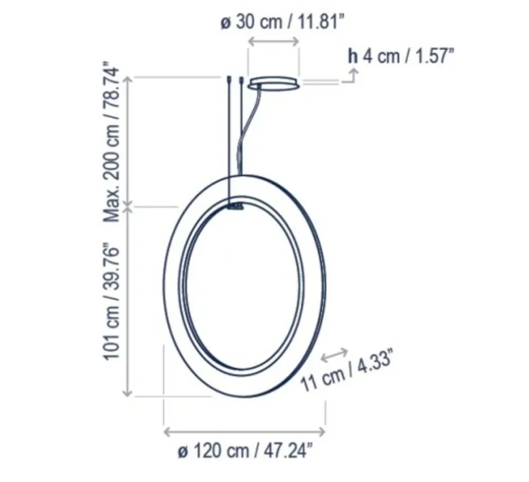 Suspension, Roda S/120/V, blanc, LED, dim, 2700K, 2160 lm, L120cm, H120cm - Bover