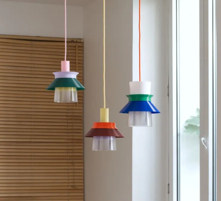 Suspension, Romi, jaune, orange, marron, lila, Ø20cm, H22cm - Warren & Laetitia