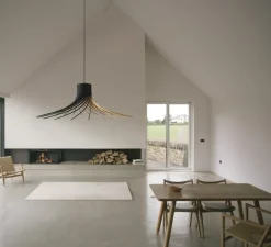 Suspension, ROTOND L, noir, bouleau, Ø100cm, H30cm - Piatoni